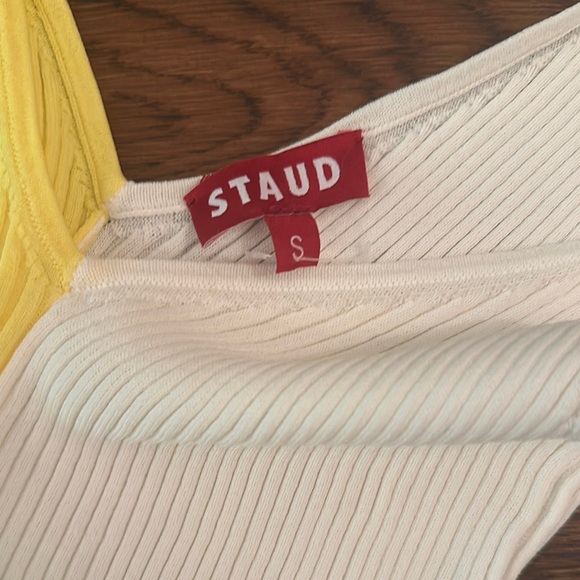 STAUD Yellow and White Midi Dress - Picture 2 of 3
